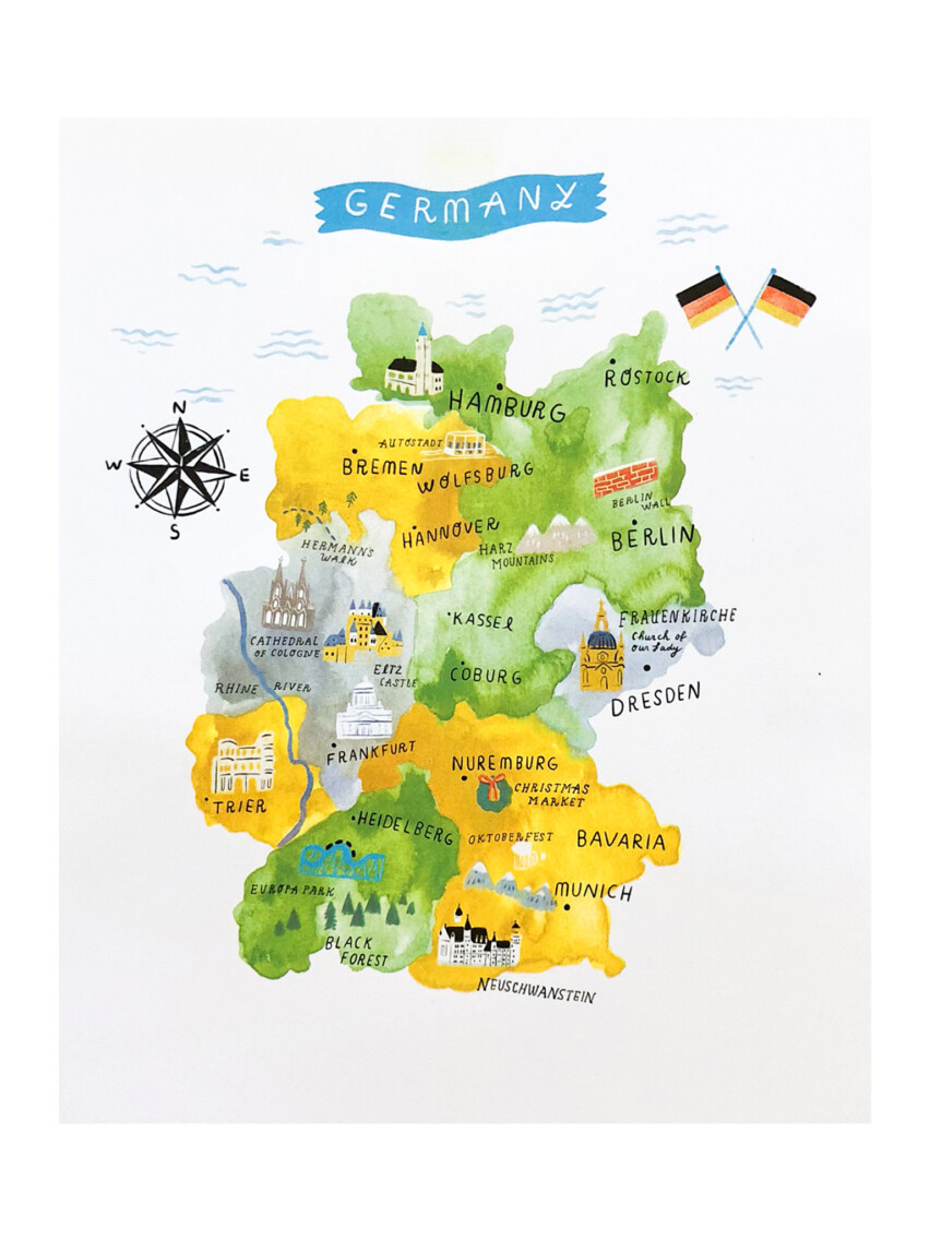 Map of Germany Risograph